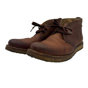 Frye Phillip Crepe Chukka Boots Brown Leather Mens Size 10D With Lace-Up Closure